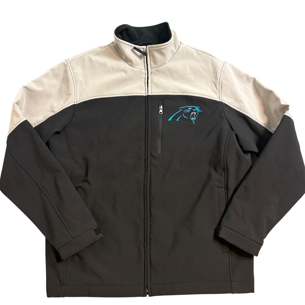 NFL Carolina Panthers G-III Mens Large Softshell  Jacket Black Grey Full Zip L